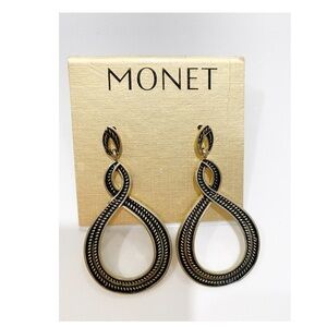 🍃🌟Circular Dangling Earrings -  black and gold - NWT